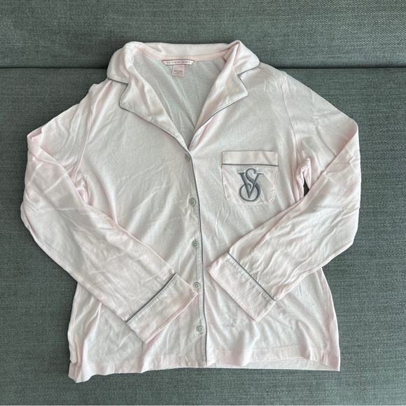 Victoria's Secret Other - Victoria Secret Baby Pink Button-Up Pajama Set sz S